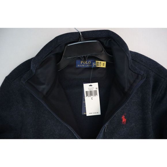 Polo Ralph Lauren Men's Sz L Navy Heather L/S Full Zip Fleece Jacket $168 - Picture 7 of 12